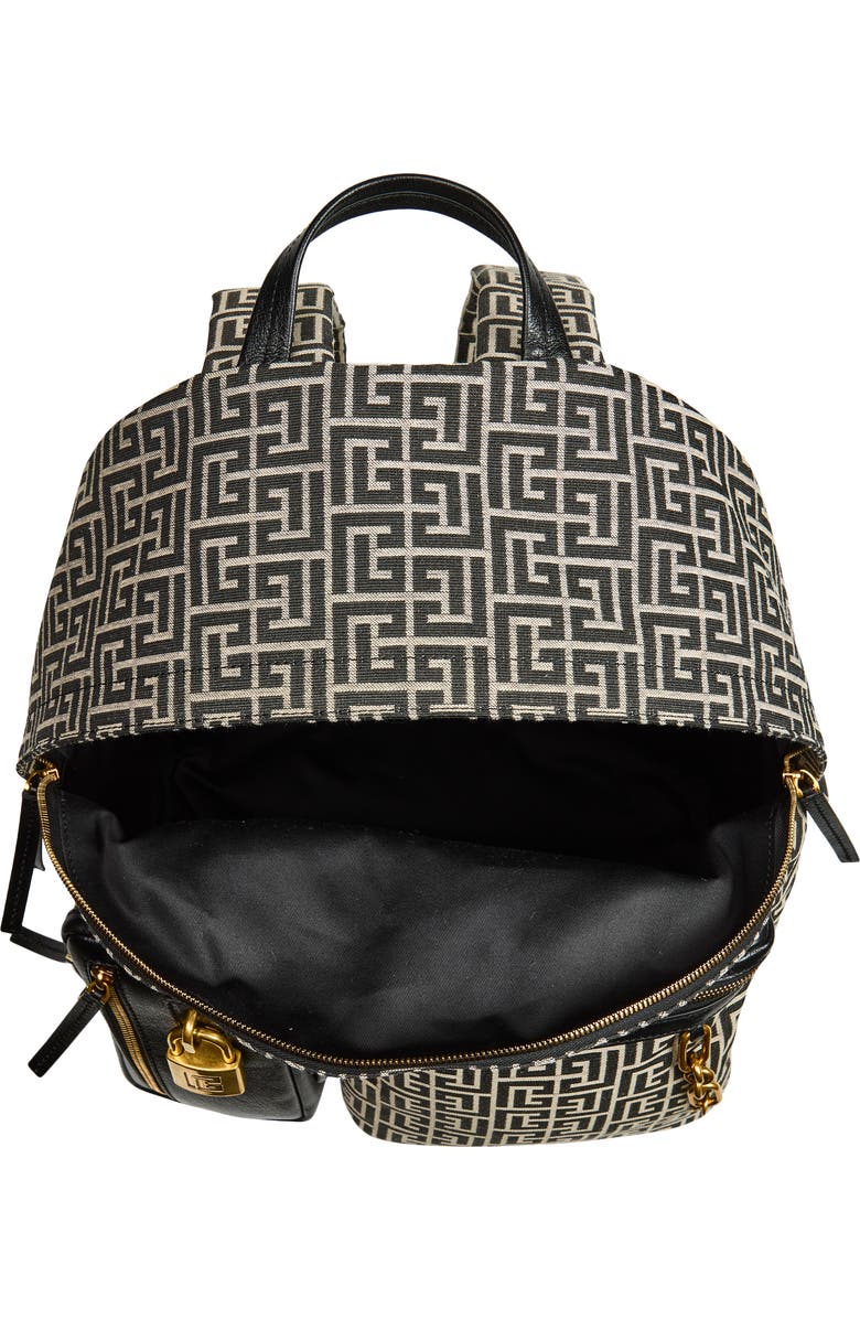 Balmain Pulse Twill Backpack, Alternate, color, Geometric Logo/Ivory/Black