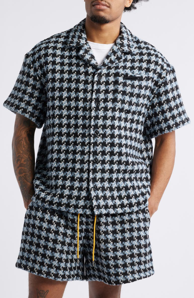 DIET STARTS MONDAY Houndstooth Tweed Camp Shirt, Alternate, color,