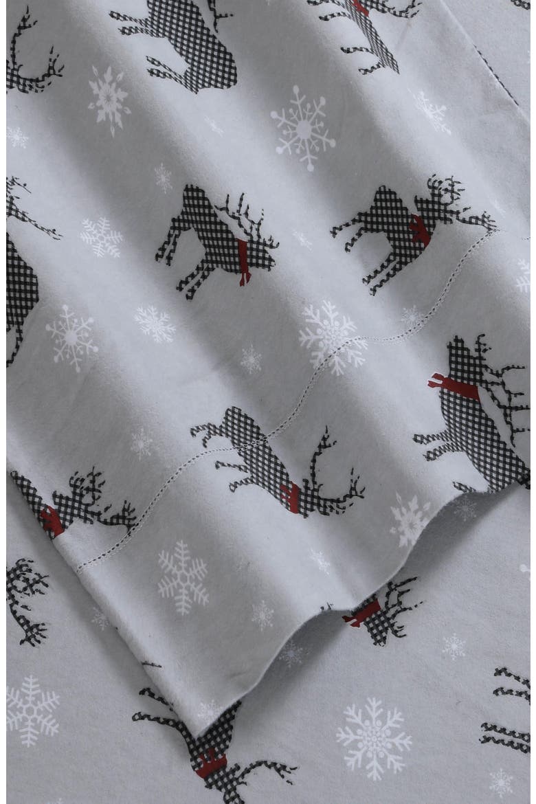Checkered Buck Cotton Flannel Sheet Set, Alternate, color, GREY