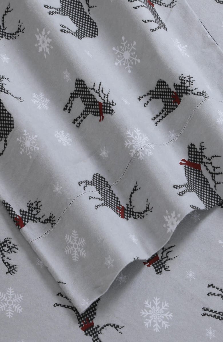 AZORES HOME Checkered Buck Cotton Flannel Sheet Set, Alternate, color, Grey