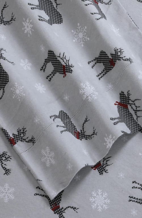 Azores Home Checkered Buck Cotton Flannel Sheet Set In Gray