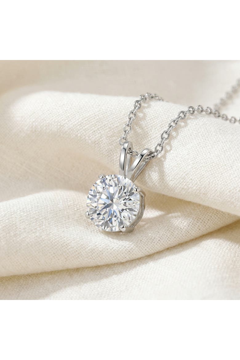 2 Ct Moissanite Solitaire Pendant 14k Gold Womens Necklace, Alternate, color, 14k White Gold
