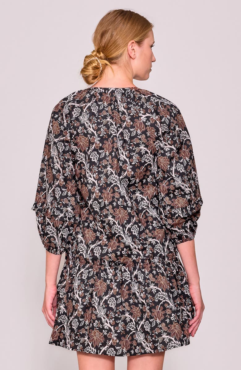 MELLODAY Print Poplin Babydoll Dress, Alternate, color, Black Multi