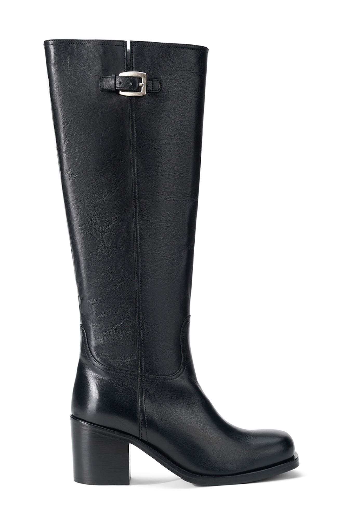 Brooklyn Leather Knee High Boot, Alternate, color, BLACK