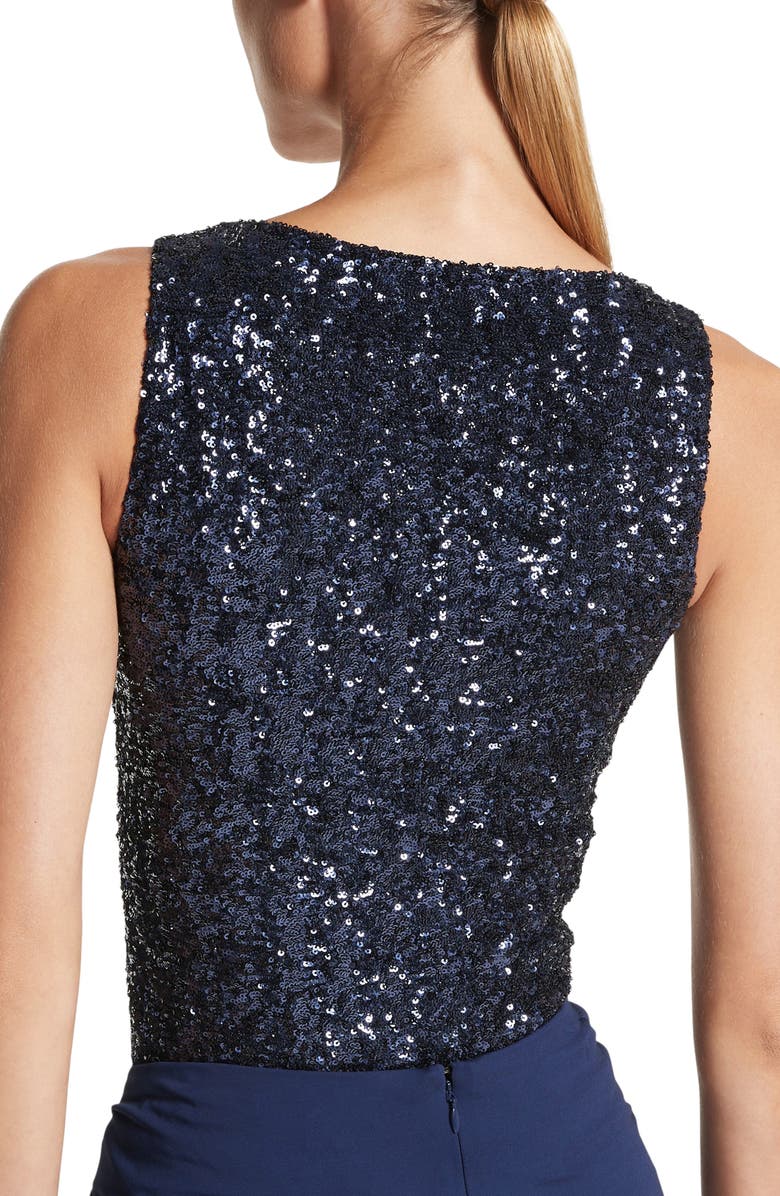 Michael Kors Collection Sequin Scoop Neck Bodysuit, Alternate, color,