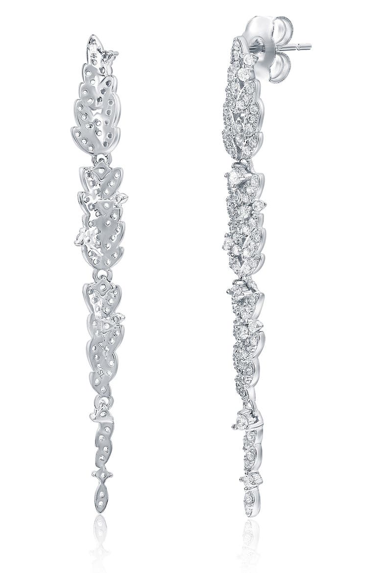 Cubic Zirconia Leaf Drop Earrings, Alternate, color, WHITE