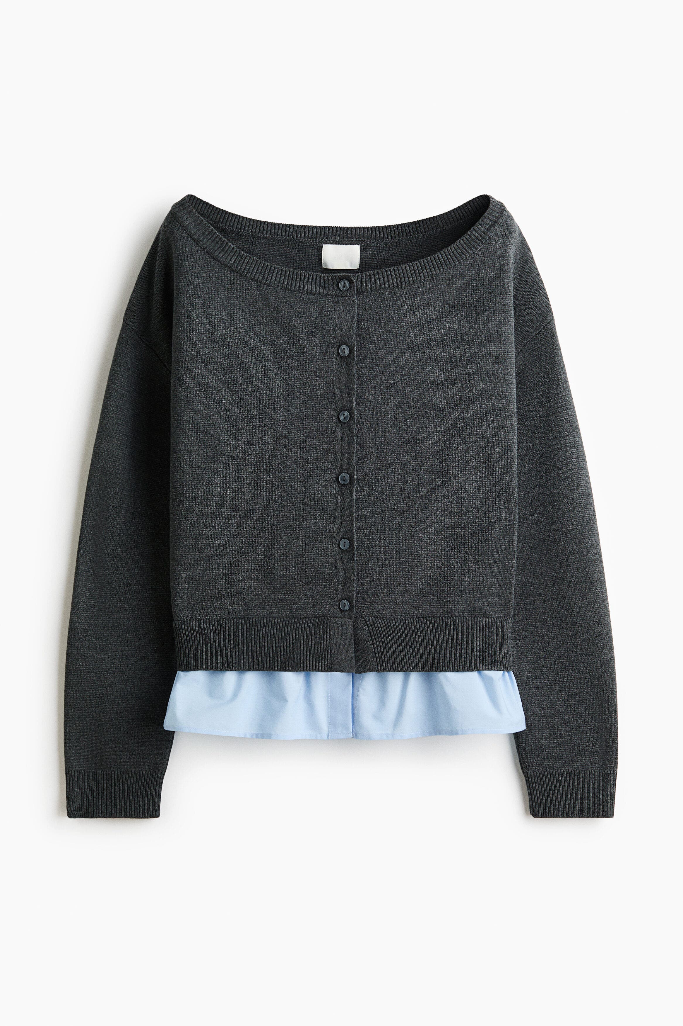 Layered Off-the-shoulder Cardigan