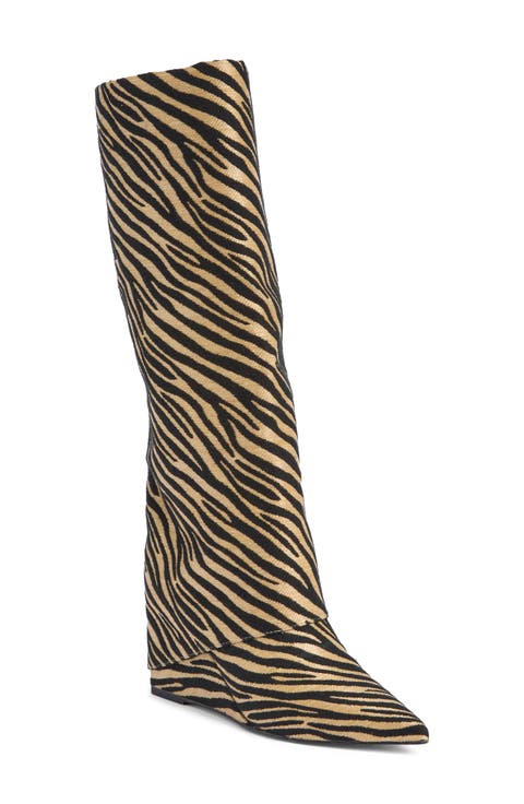 Alivia Croc Embossed Faux Leather Knee High Boot