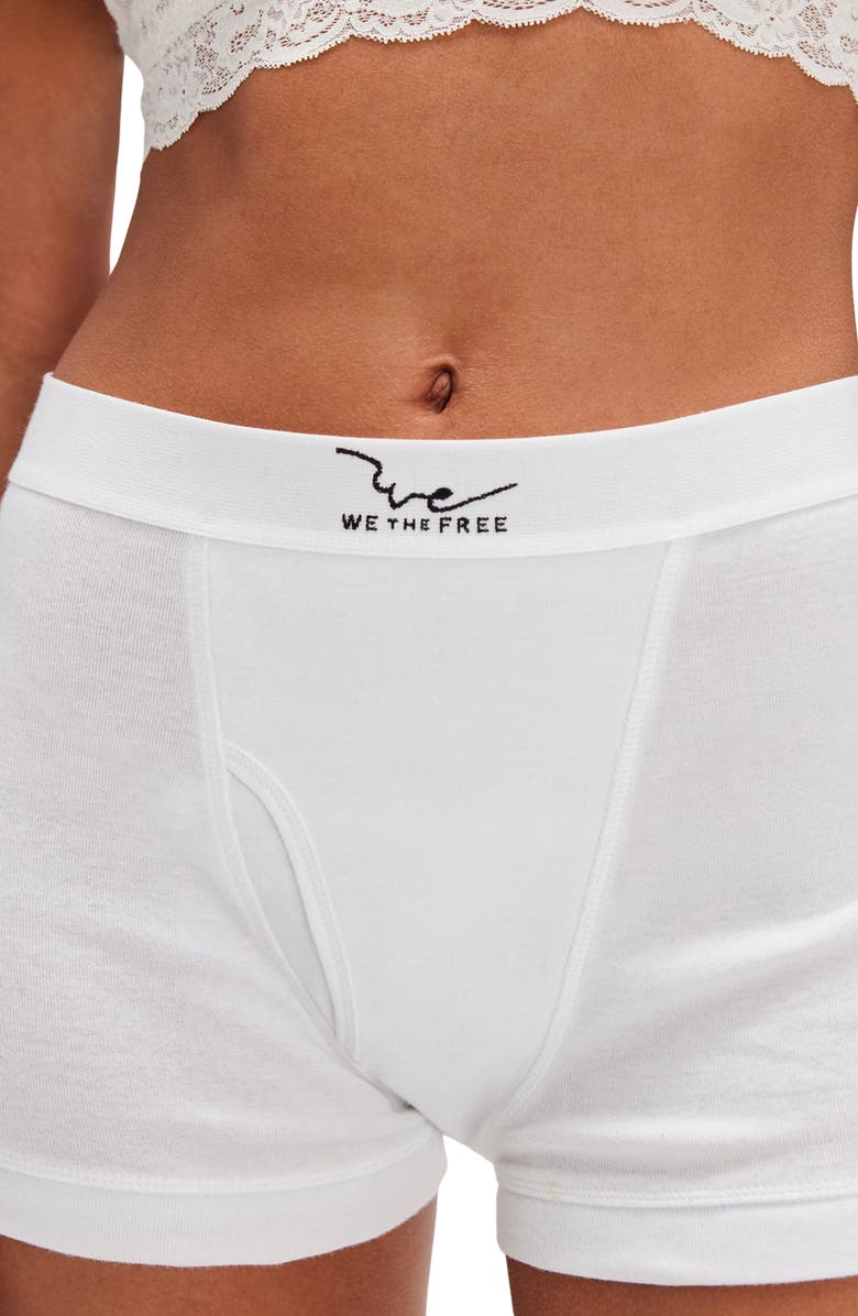 Free People We the Free Cotton Boxer Briefs, Alternate, color, Ivory