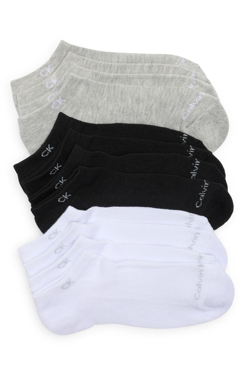 Calvin Klein 6-Pack No Show Socks, Main, color, Oxford Heather