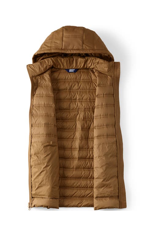 Lands' End Wanderweight Belted Packable Down Vest In Rich Caramel