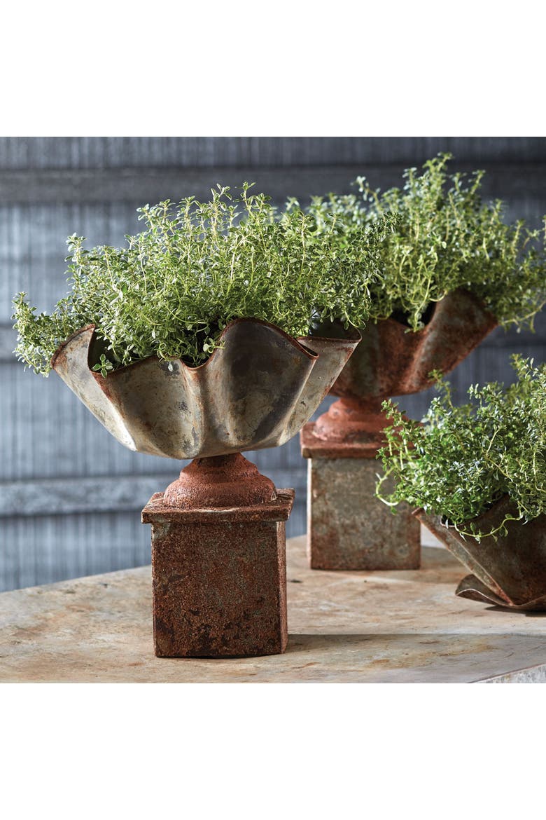 Galvanized Handkerchief Planter, Alternate, color, Brown