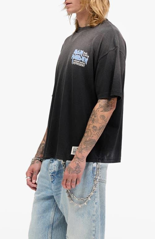 Represent Mens Stained Black Relaxed-fit Graphic-print Cotton T-shirt Xxl In Black