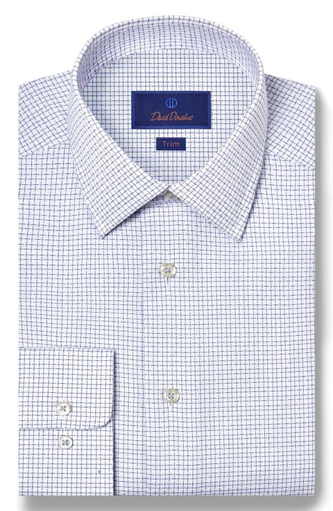 Trim Fit Shadow Dobby Check Dress Shirt