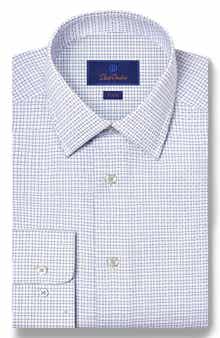 David Donahue Trim Fit Shadow Dobby Check Dress Shirt