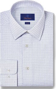 David Donahue Trim Fit Shadow Dobby Check Dress Shirt