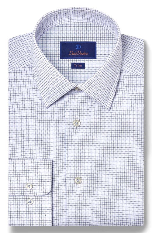 David Donahue Trim Fit Check Pima Cotton Dobby Dress Shirt In White