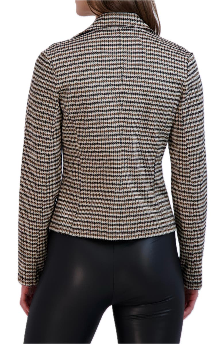 Ookie & Lala Houndstooth Moto Jacket, Alternate, color, Black/ Brown/ Camel