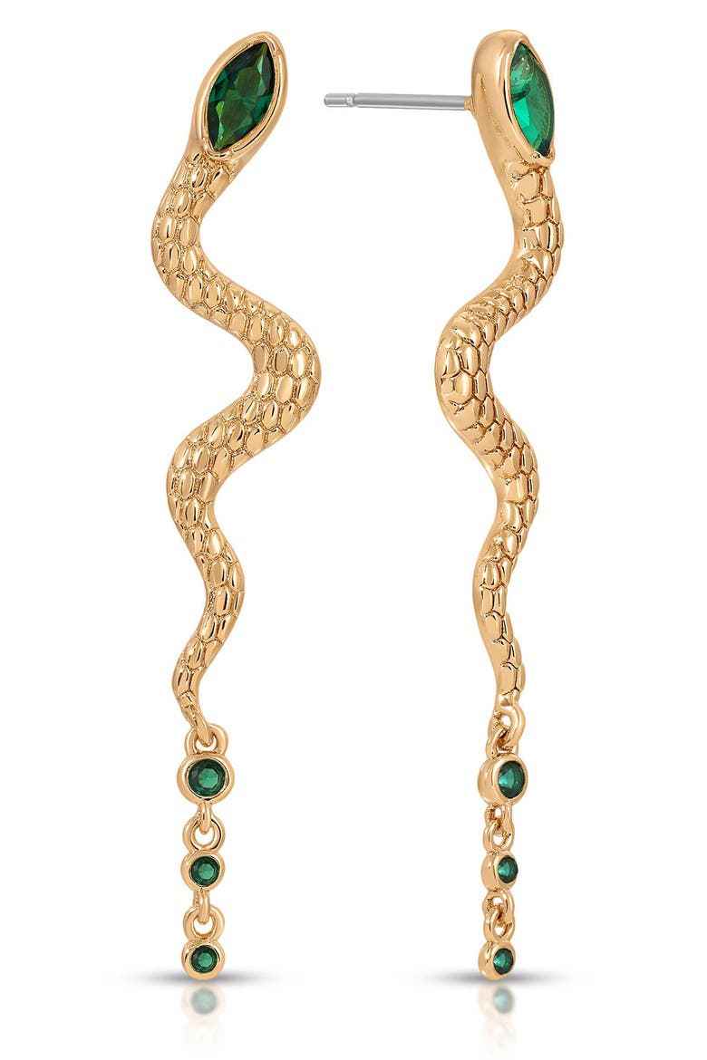 Serpentina Linear Earrings, Alternate, color, GREEN