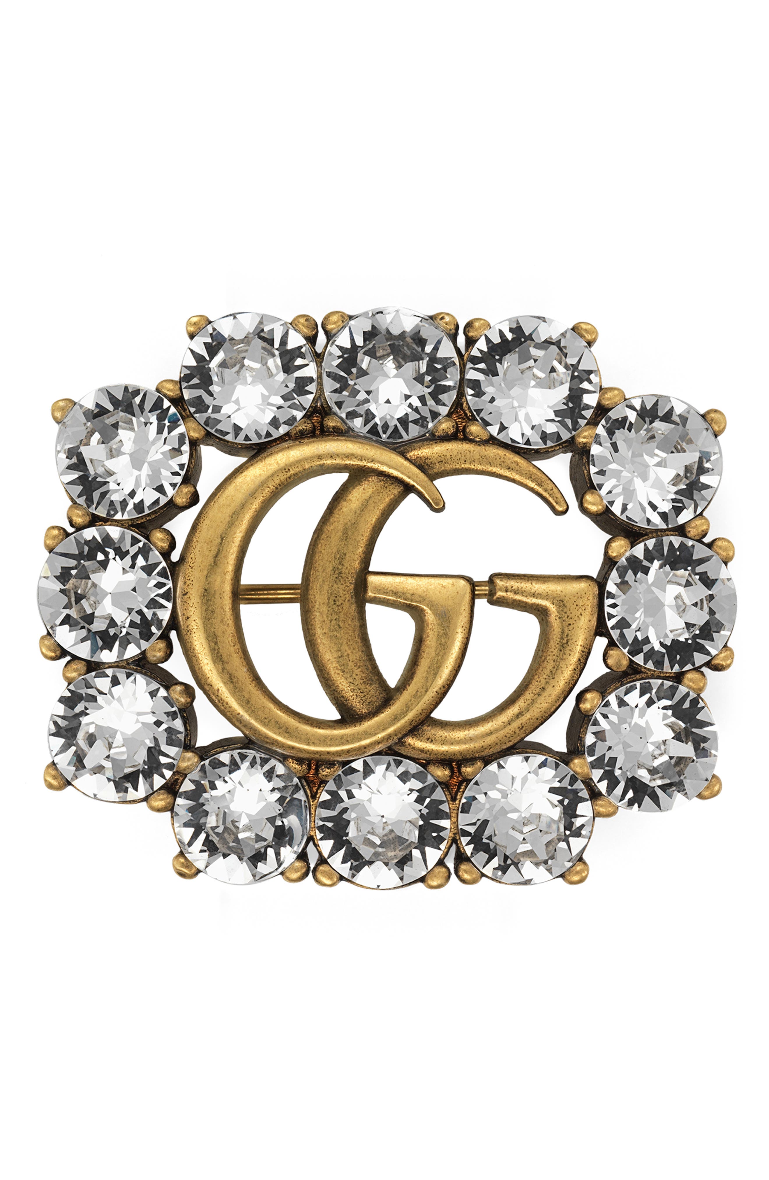GUCCIブローチ（Vintage Gucci Crystal Golden Brooch - Etsy）