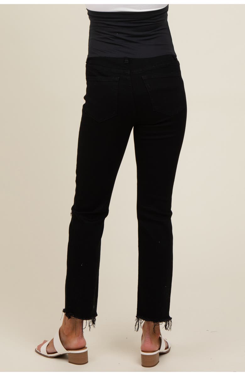 PinkBlush Cut Hem Open Knee Straight Leg Maternity Jeans, Alternate, color, Black