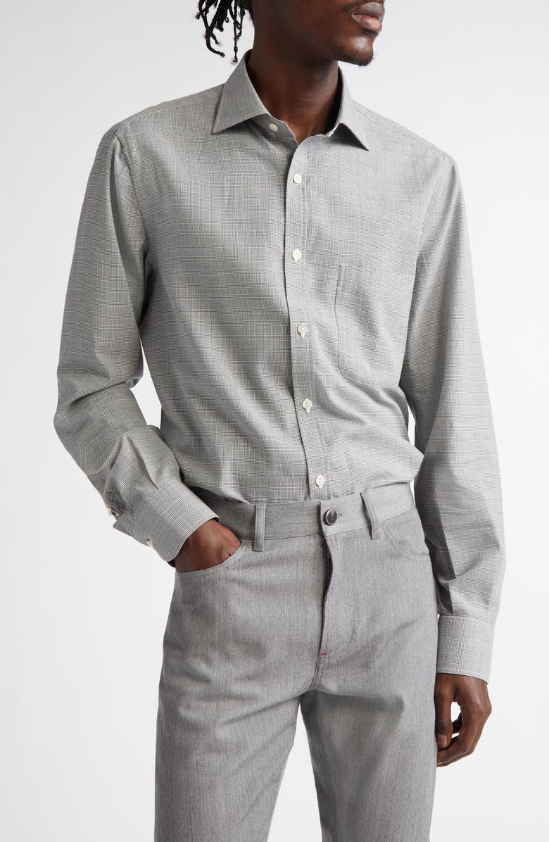 ISAIA Cotton & Cashmere Button-Up Shirt, Main, color, Light Grey