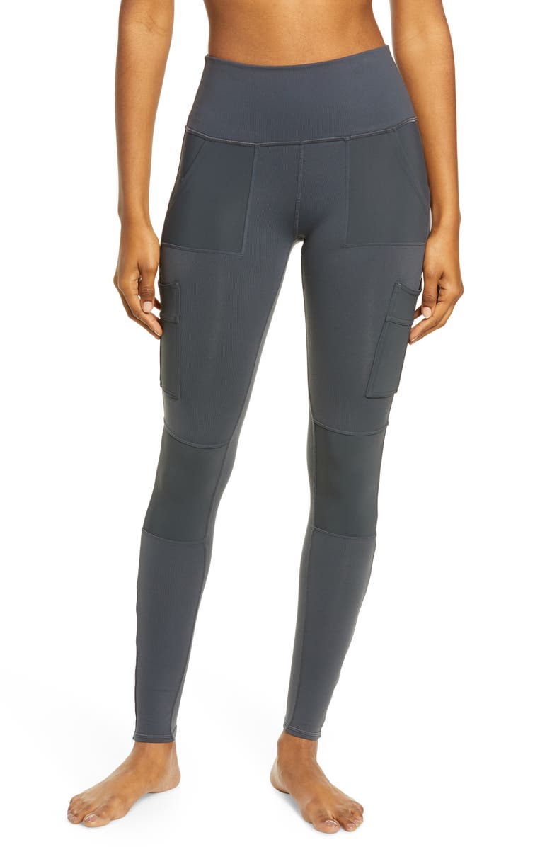 Alo High Waist Cargo Leggings, Main, color, Anthracite