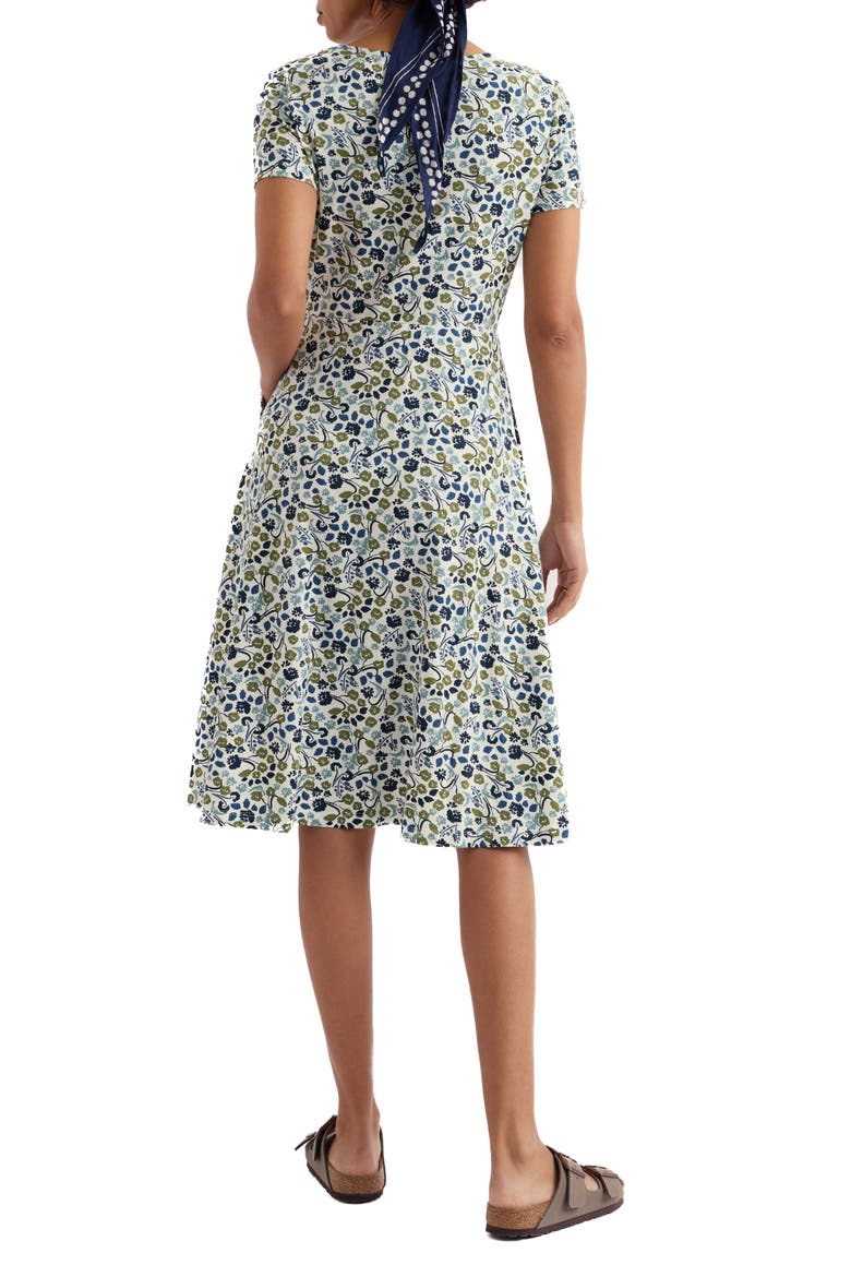 April Stretch Organic Cotton Fit & Flare Dress, Alternate, color, PIN CUSHION PROTEA CHALK