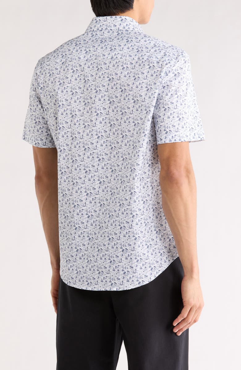 Bugatchi Orson Comfort Stretch Short Sleeve Shirt, Alternate, color, Navy