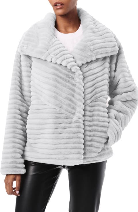 Grooved Faux Fur Jacket