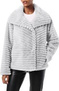 Bernardo Grooved Faux Fur Jacket