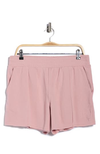 Yogalicious Rise Up Raw Edge French Terry Shorts In Black