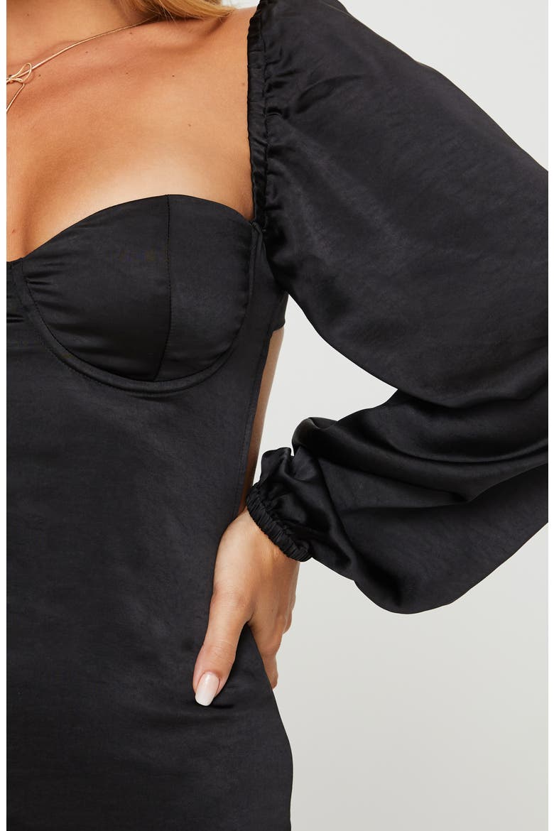 Kato Long Sleeve Body-Con Minidress, Alternate, color, BLACK