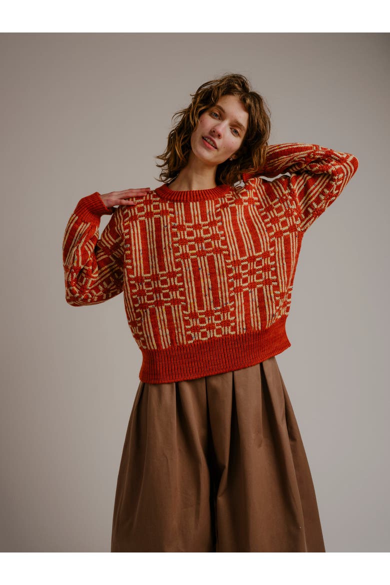 Passing Through Oversized Merino Sweater, Alternate, color, Brick