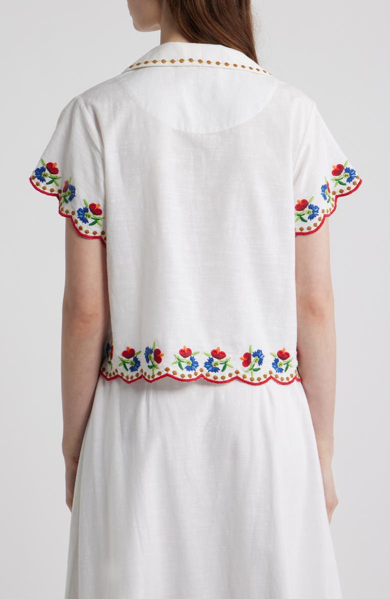 LOVE THE LABEL Vera Embroidered Crop Shirt, Alternate, color, May Morris Embroidery
