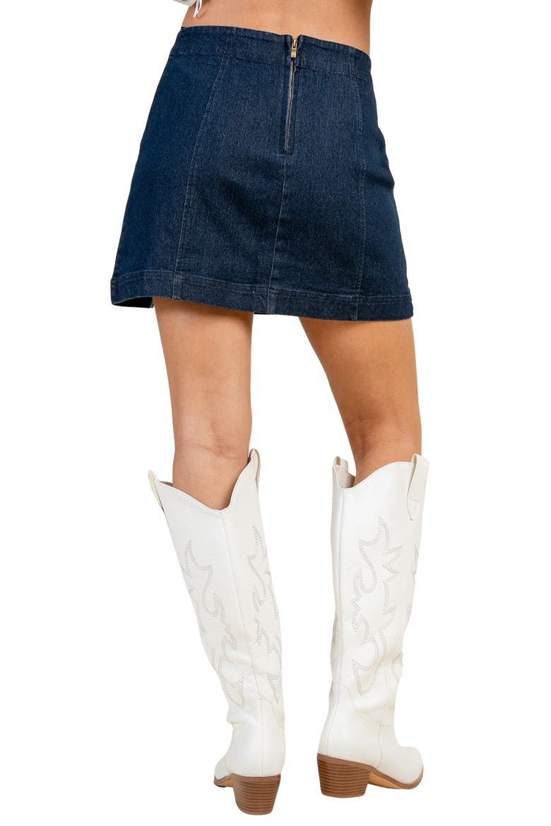 Denim Side Slit Miniskirt, Alternate, color, DK DENIM