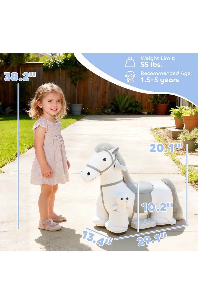 Qaba 6V Kids Ride on Horse, Electric Riding Animal, Alternate, color, White