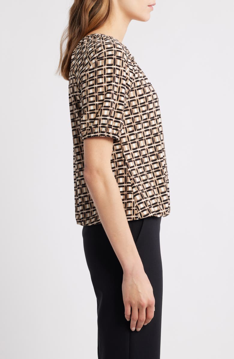 AK ANNE KLEIN Keyhole Peasant Top, Alternate, color, Anne Black/ Latte