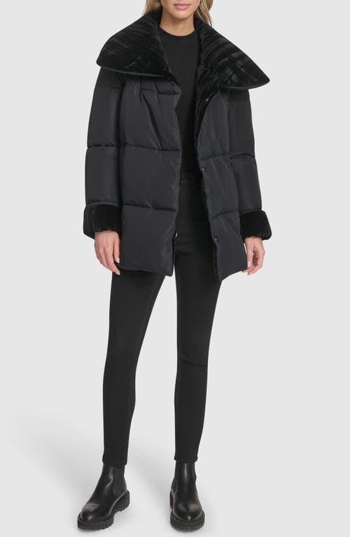 Andrew Marc Emerson Velvet Lined Puffer Coat In Blue