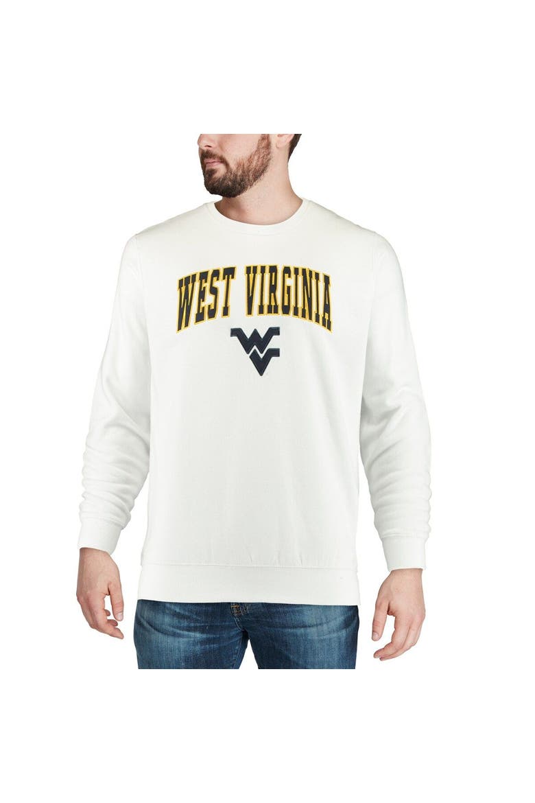 Men's Colosseum White West Virginia Mountaineers Arch & Logo Crew Neck Sweatshirt, Alternate, color, White