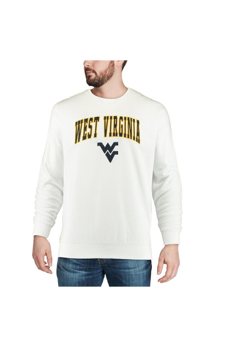 COLOSSEUM Men's Colosseum White West Virginia Mountaineers Arch & Logo Crew Neck Sweatshirt, Alternate, color, White