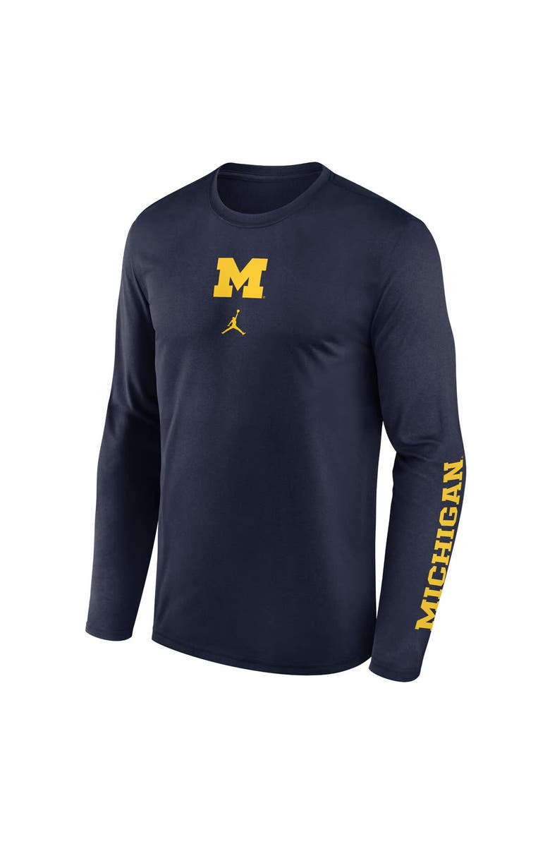 Jordan Brand Men's Jordan Brand  Navy Michigan Wolverines Primetime Center Lockup Two-Hit Legend Long Sleeve T-Shirt, Alternate, color, Navy