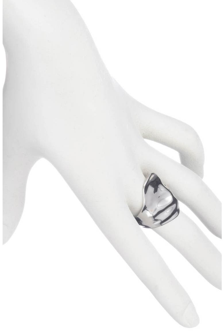 Crumpled Asymmetric Statement Ring, Alternate, color, SILVER