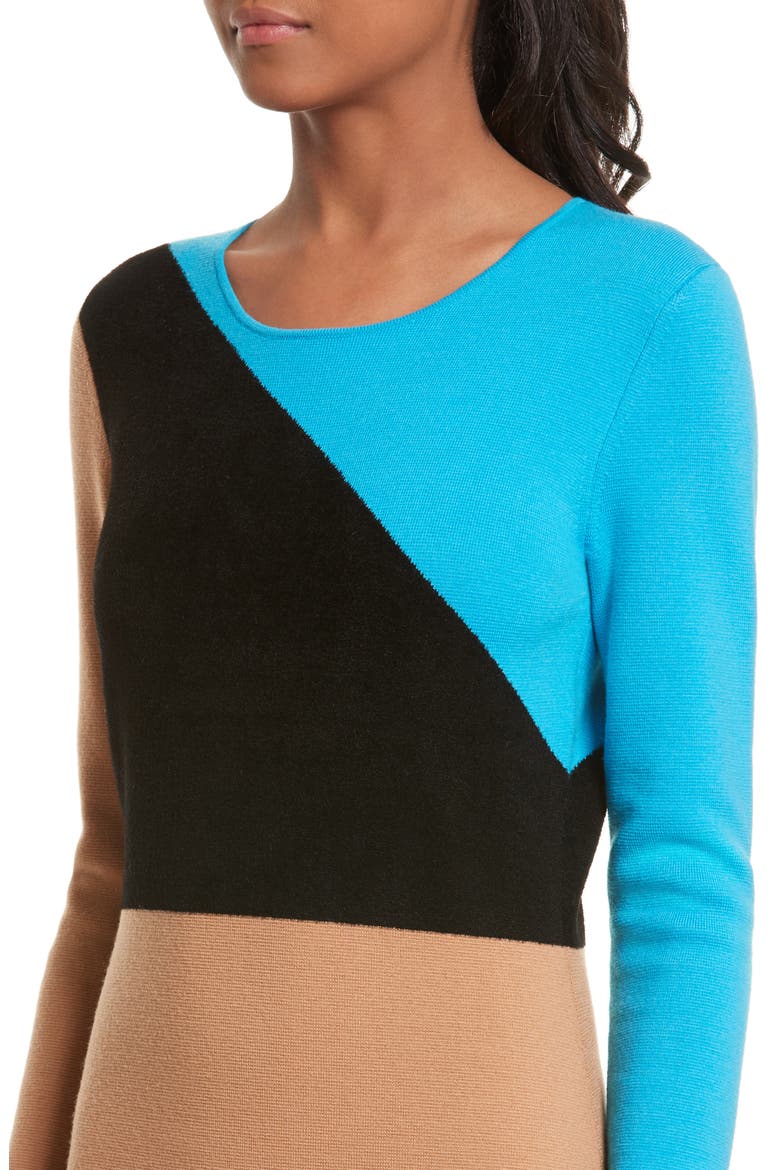 Crewneck Flare Knit Dress, Alternate, color, CERULEAN MULTI