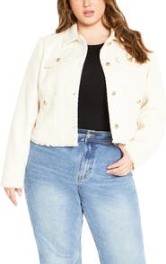 City Chic Mariah Fray Hem Tweed Jacket