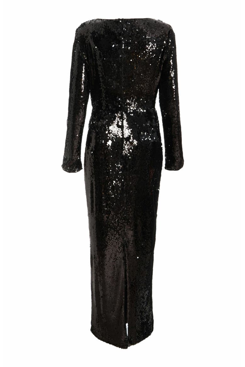 Sequin Tie Front Maxi Dress, Alternate, color, Black