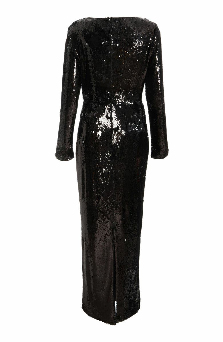QUIZ Sequin Tie Front Maxi Dress, Alternate, color, Black