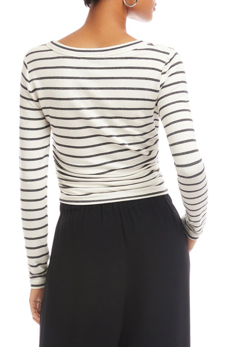FIFTEEN TWENTY Steff Stripe Ruched French Terry Top, Alternate, color, Stripe