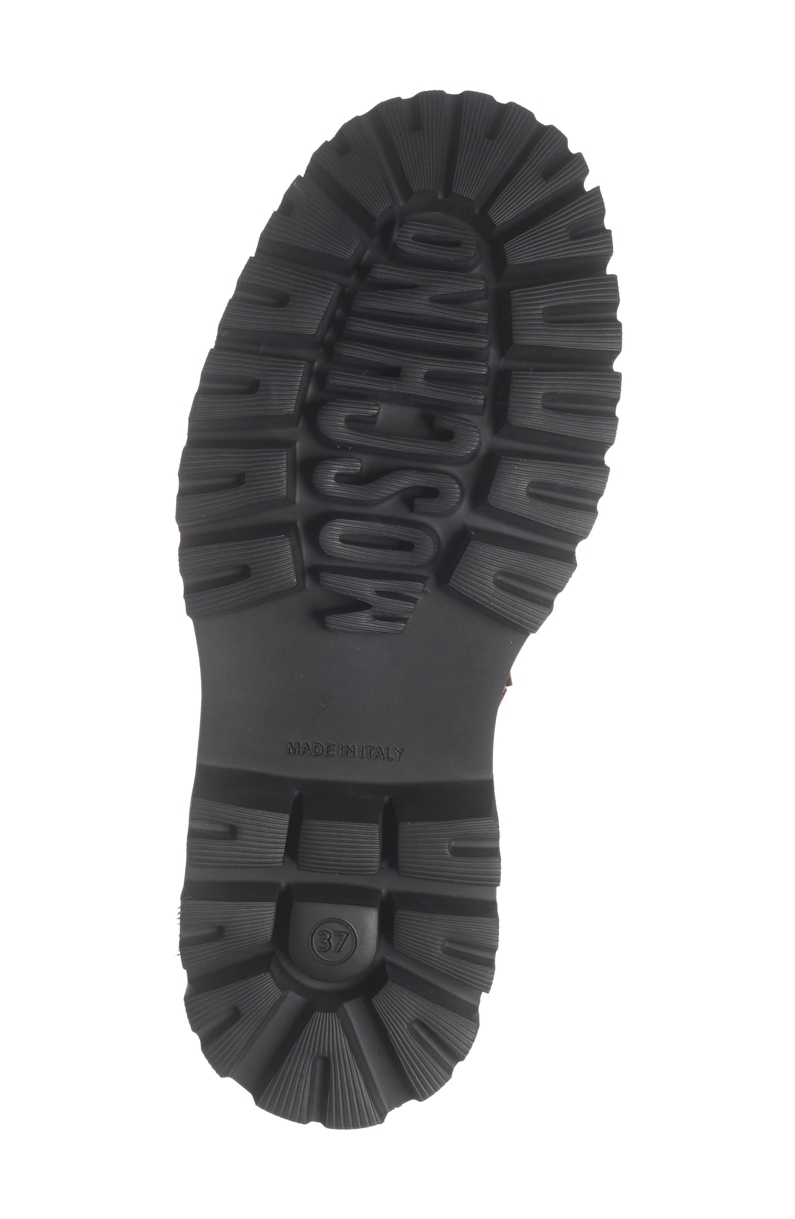 Moschino Logo Plaque Chelsea Boot, Alternate, color, Chestnut