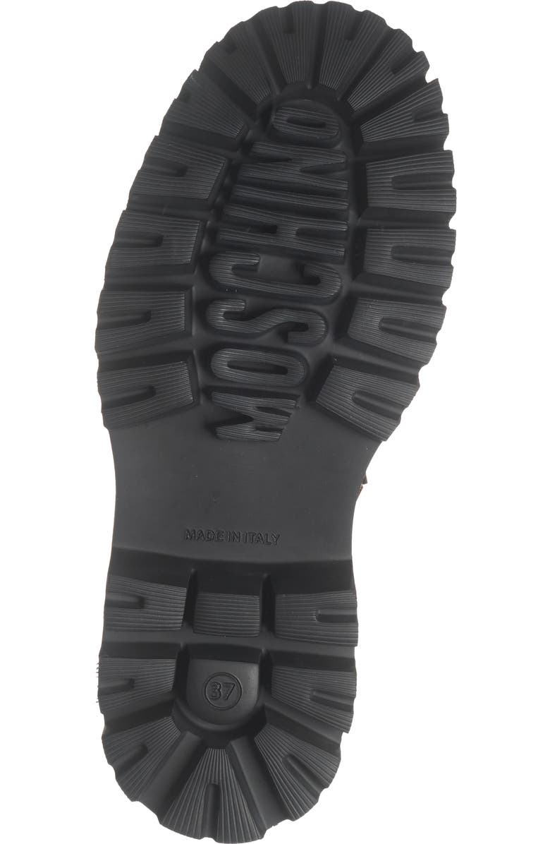 Moschino Logo Plaque Chelsea Boot, Alternate, color, Chestnut